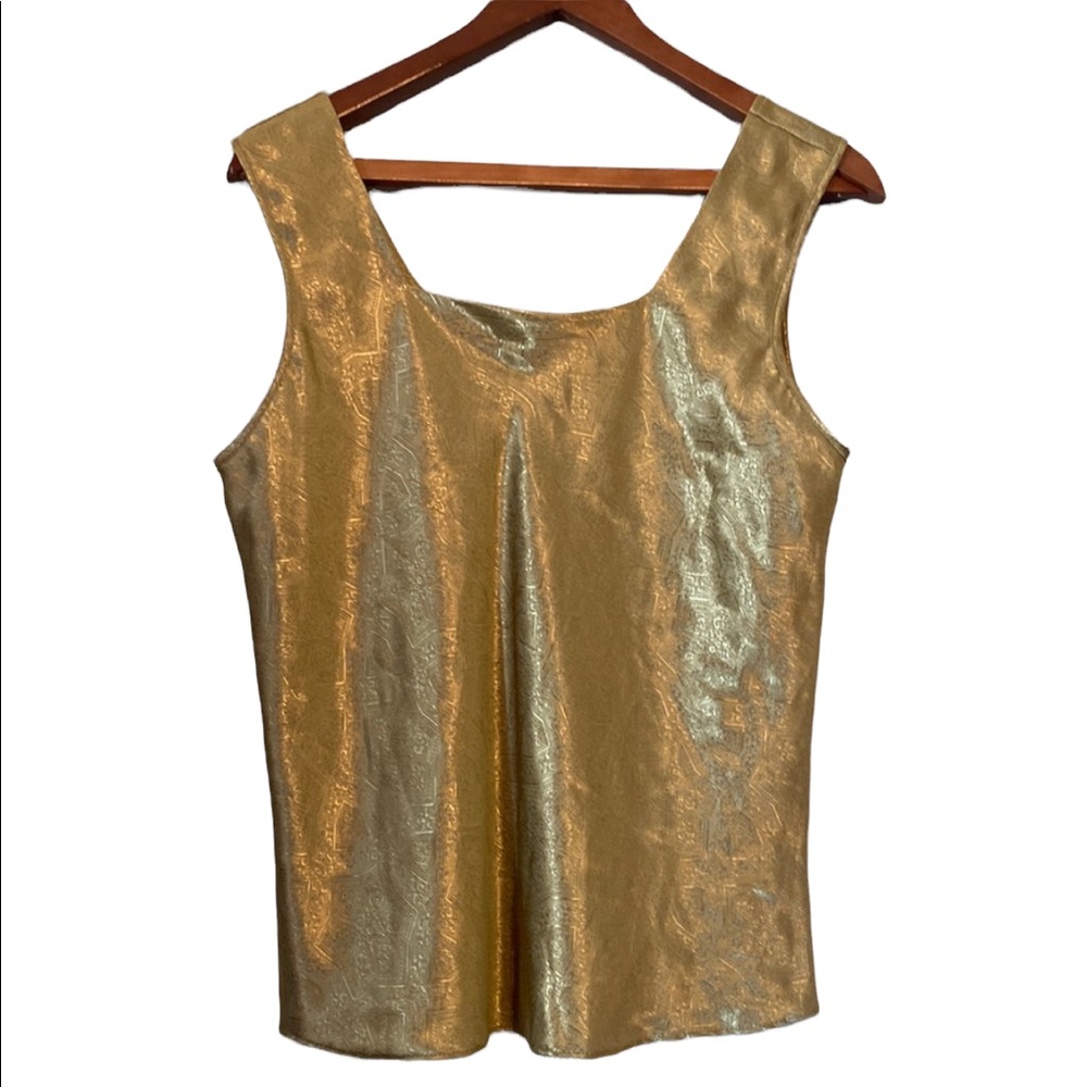 Escapades Brand Women’s Gold Patterned Sleeveless Top